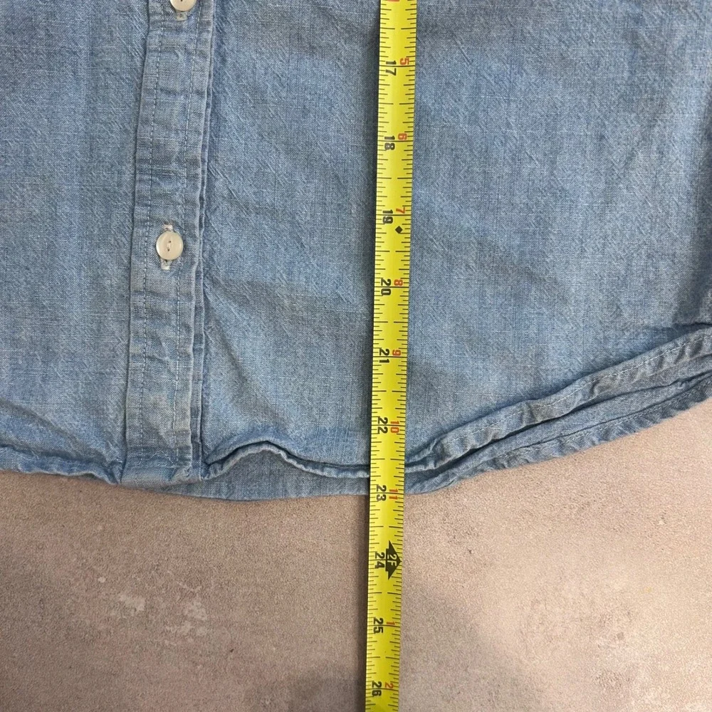 Ralph Lauren Children's Wear Chambray Ruffle Trim Denim Shirt Size 12‎ EUC